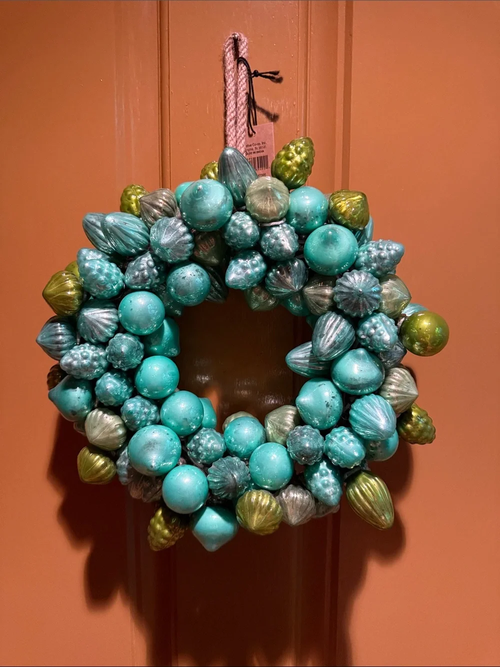 🌲 10” Creative Co-Op Glass Turquoise and Green Decorative Holiday Wreath